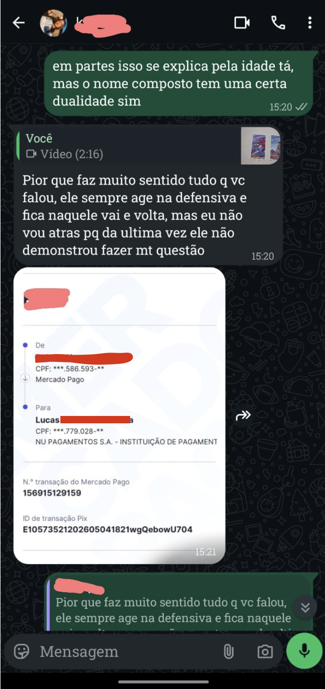 Print de depoimento de cliente sobre a consulta de tarot da Nova Aurora